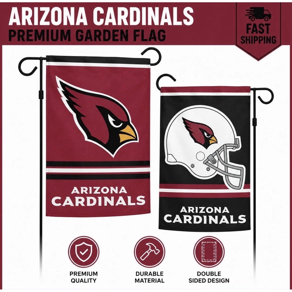 NFL Arizona Cardinals 12.5X18 Double Sided Garden Flag New